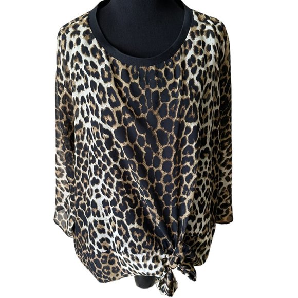Cool Leopard print ZARA drop waist tie hem boxy top Size L - Picture 1 of 7